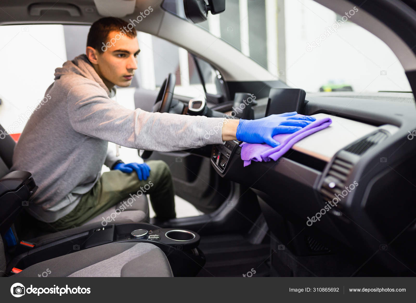 Man Cleaning Car Interior Car Detailing Valeting Concept Selective Focus  Stock Photo by ©nenadovicphoto@gmail.com 310865692